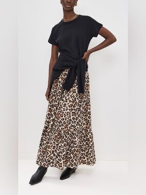 Mille Paola Leopard Print Skirt